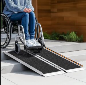 Rampa portátil para salvar escalones con silla de ruedas de forma segura